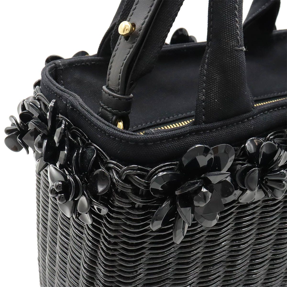 Prada Prada Prada Wicker Canvas Flower Motif Tote Bag 1BG835 Natural Material Tote Bag 1BG835 in Great Condition Size ONE SIZE - 7 Thumbnail