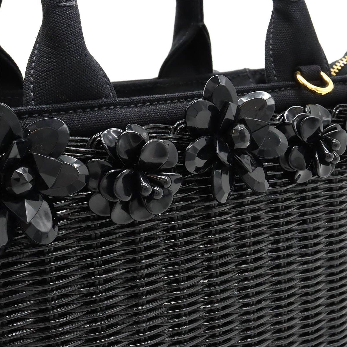 Prada Prada Prada Wicker Canvas Flower Motif Tote Bag 1BG835 Natural Material Tote Bag 1BG835 in Great Condition Size ONE SIZE - 8 Thumbnail