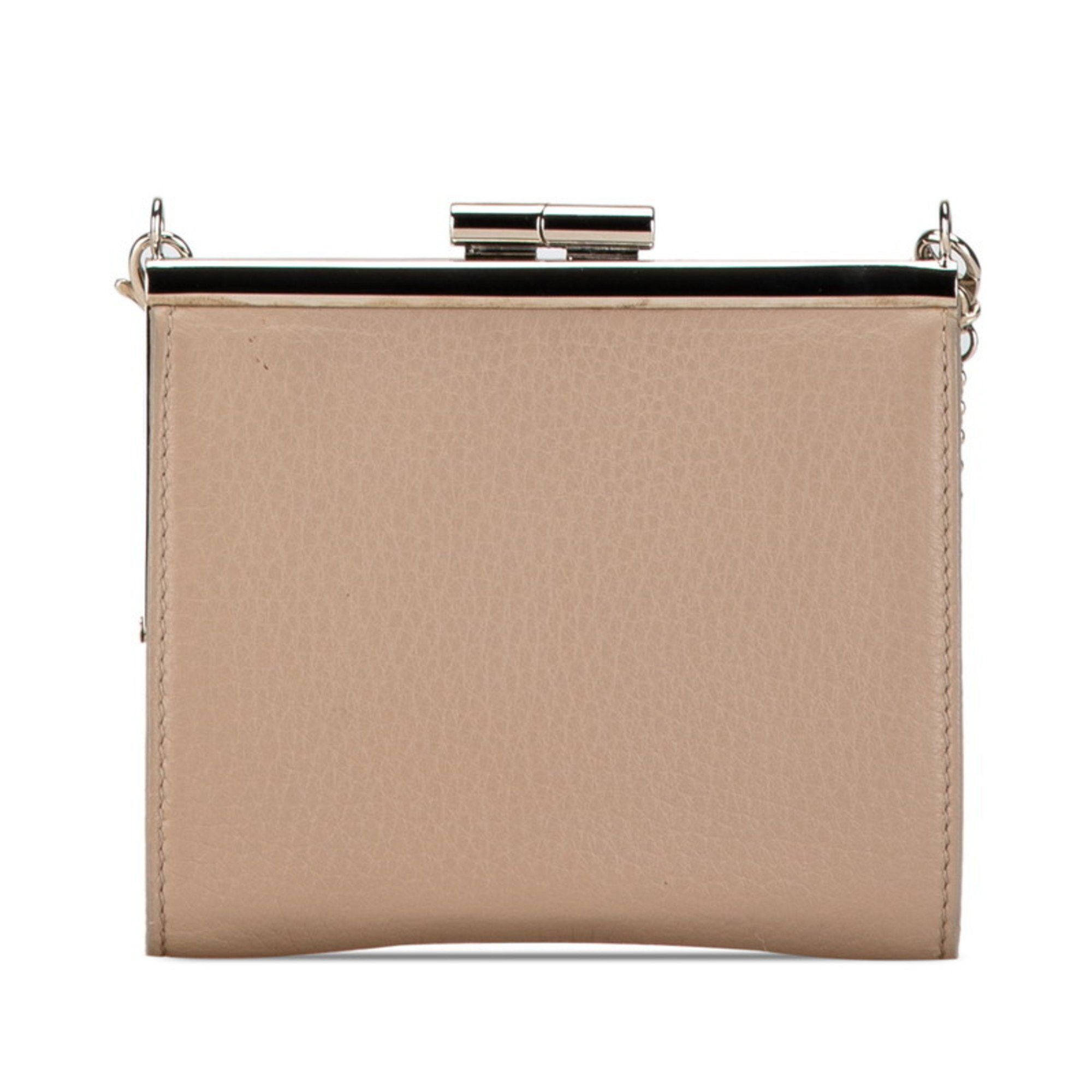 Bvlgari BVLGARI Chain Shoulder Wallet Greige Beige Leather Women's Size ONE SIZE - 4 Thumbnail