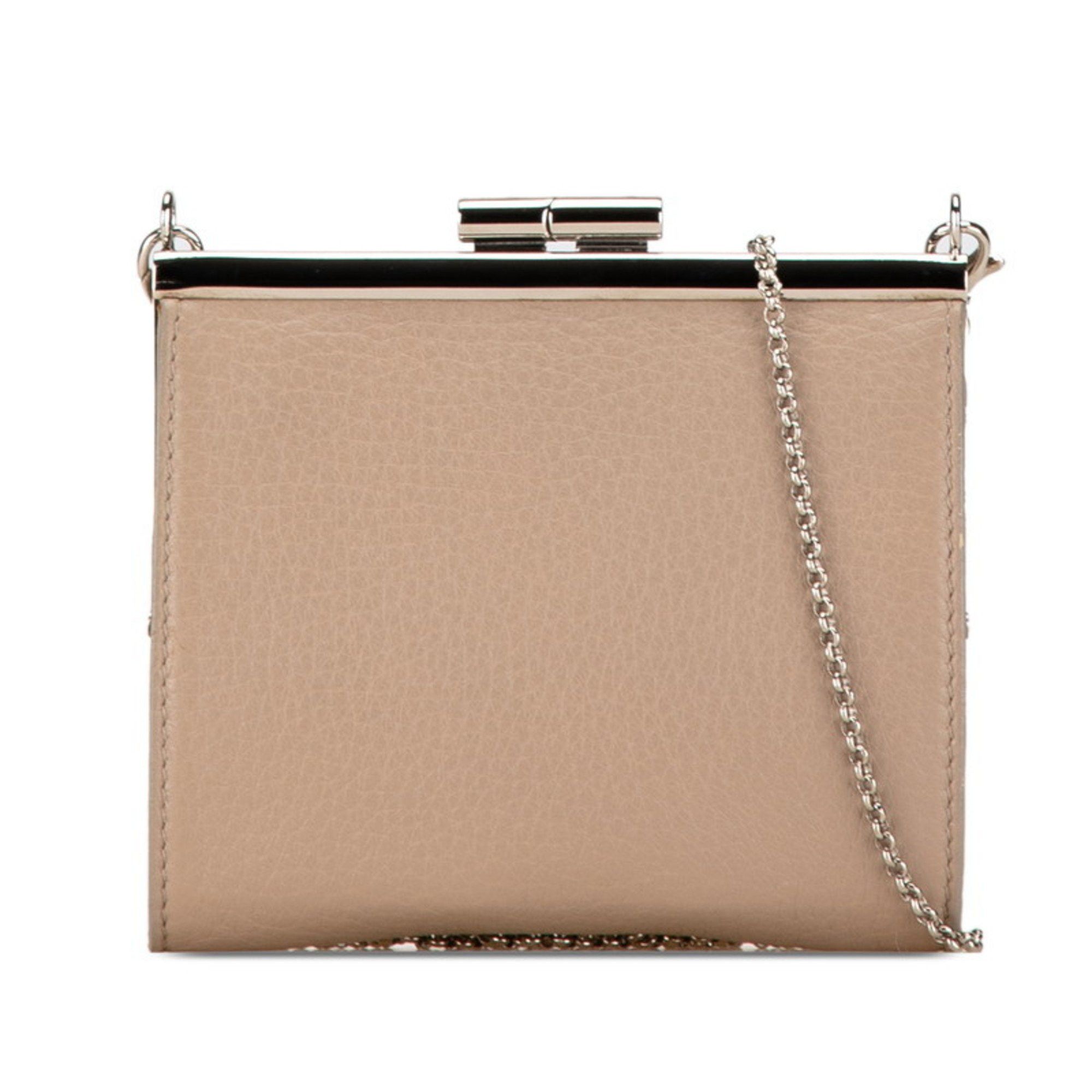 Bvlgari BVLGARI Chain Shoulder Wallet Greige Beige Leather Women's Size ONE SIZE - 2 Thumbnail