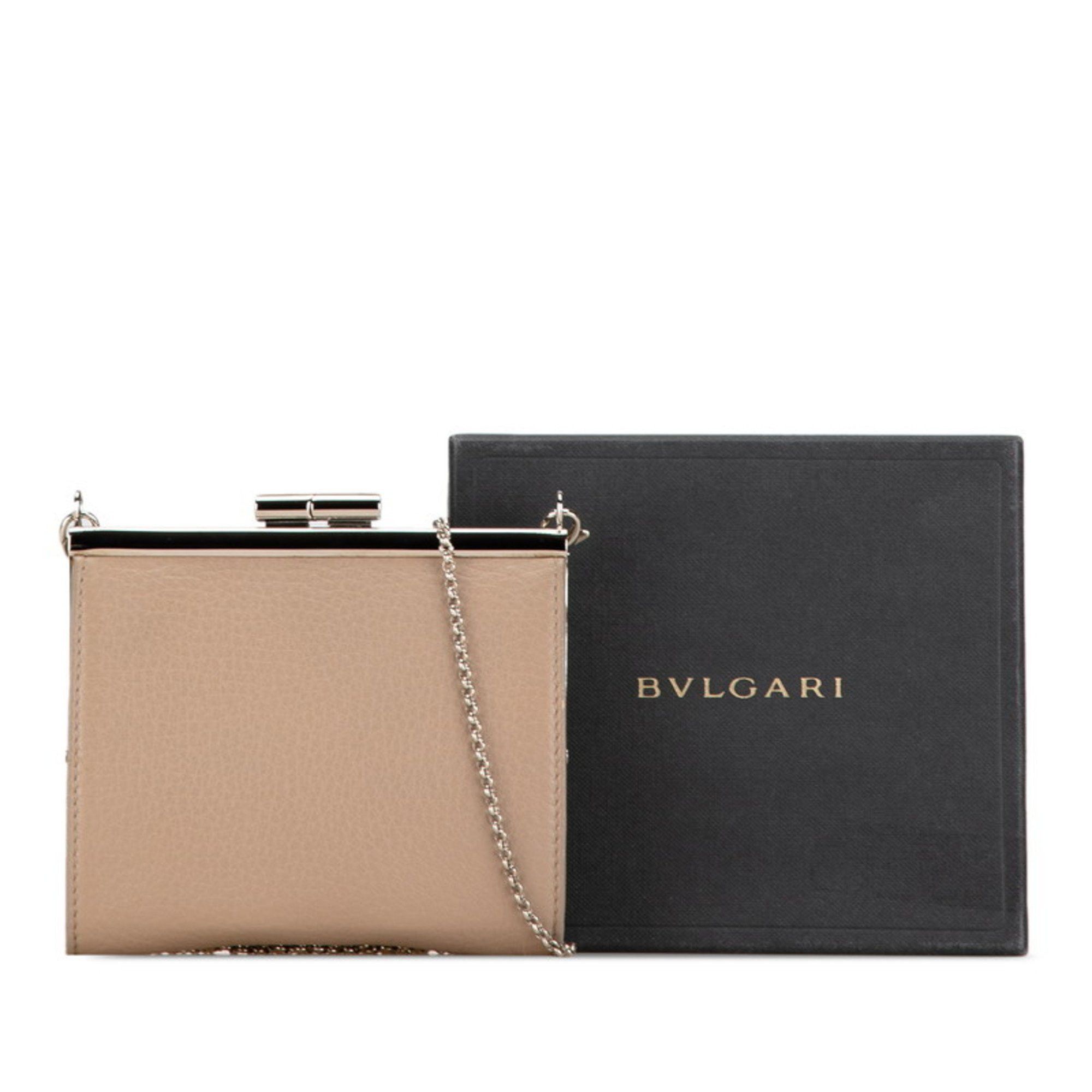 Bvlgari BVLGARI Chain Shoulder Wallet Greige Beige Leather Women's Size ONE SIZE - 9 Thumbnail