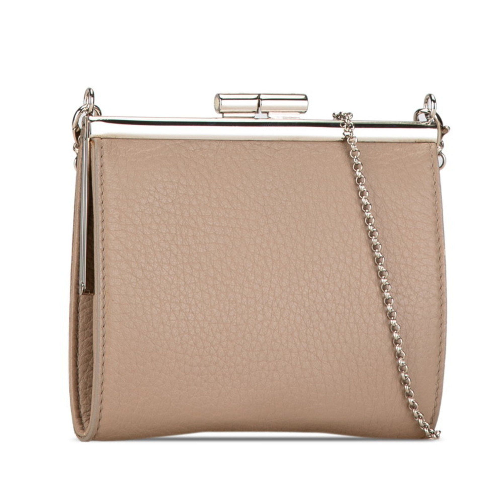 Bvlgari BVLGARI Chain Shoulder Wallet Greige Beige Leather Women's Size ONE SIZE - 3 Thumbnail