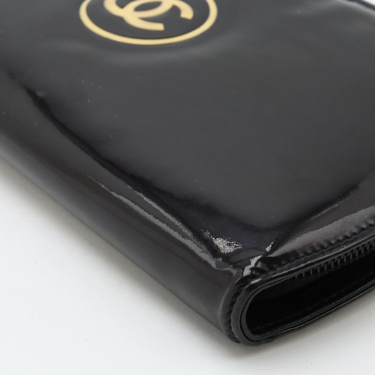 Chanel Chanel Chanel Patent Leather Makeup Coco Mark Round Zipper Long Wallet A47662 Leather Long Wallet A47662 in Very Good Condition Size ONE SIZE - 3 Thumbnail