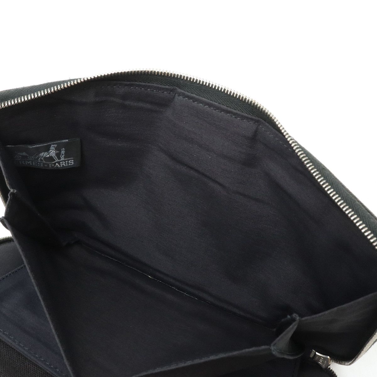 Hermes Hermes Hermes Canvas Fooltooth Purse GM Zip Wallet Black Gray Canvas Long Wallet in Very Good Condition Size ONE SIZE - 7 Thumbnail