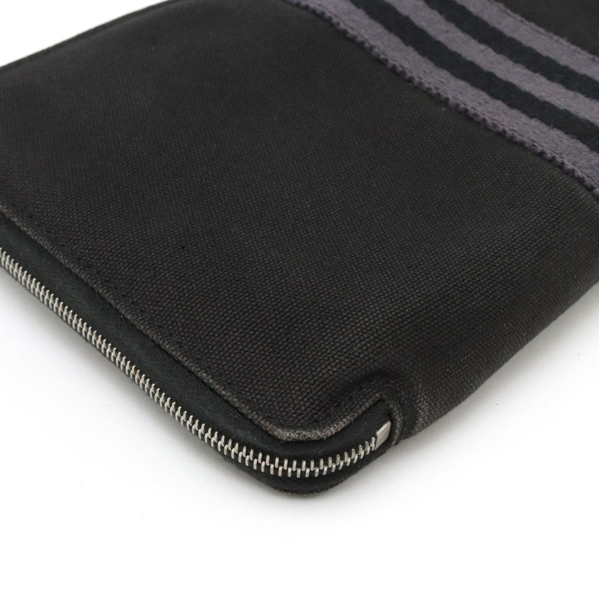 Hermes Hermes Hermes Canvas Fooltooth Purse GM Zip Wallet Black Gray Canvas Long Wallet in Very Good Condition Size ONE SIZE - 3 Thumbnail