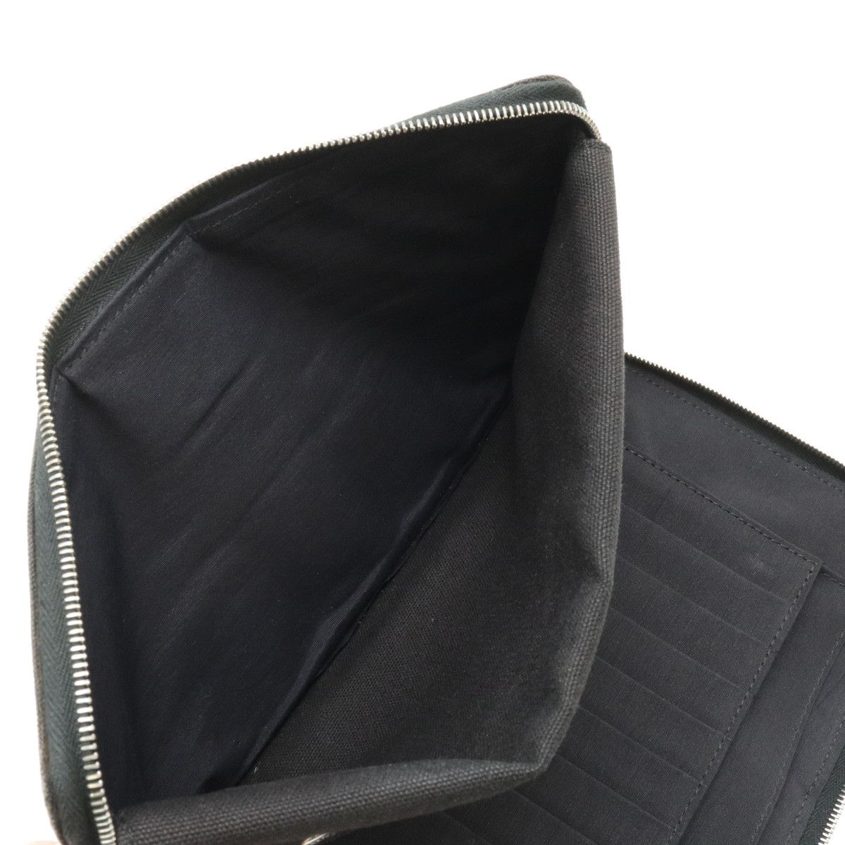 Hermes Hermes Hermes Canvas Fooltooth Purse GM Zip Wallet Black Gray Canvas Long Wallet in Very Good Condition Size ONE SIZE - 6 Thumbnail