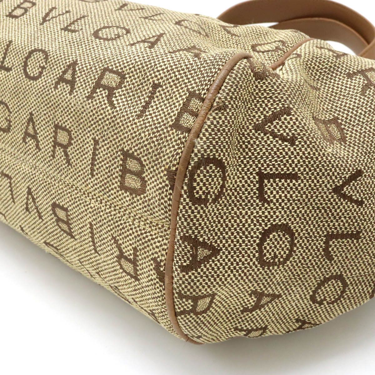 Bvlgari Bvlgari Bvlgari Logo Mania Maxi Letter Jacquard Canvas/Leather Tote Bag Canvas Tote Bag in Very Good Condition Size ONE SIZE - 3 Thumbnail