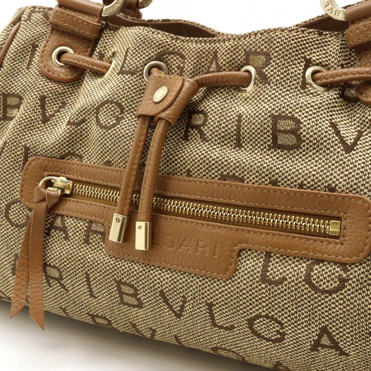 Bvlgari Bvlgari Bvlgari Logo Mania Maxi Letter Jacquard Canvas/Leather Tote Bag Canvas Tote Bag in Very Good Condition Size ONE SIZE - 7 Thumbnail
