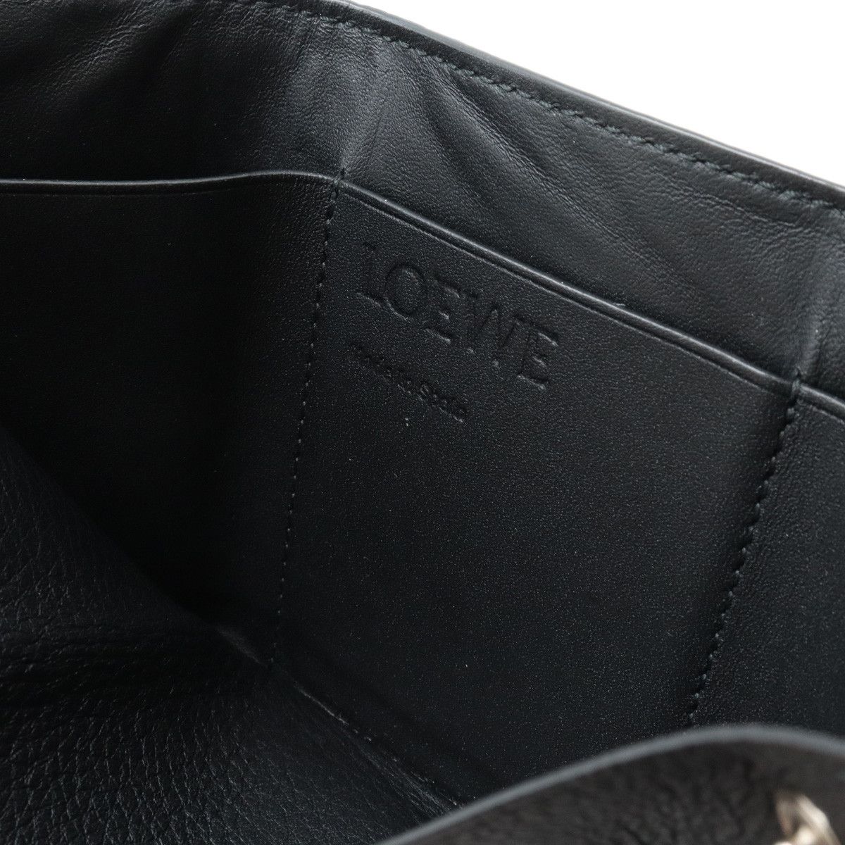Loewe Loewe Loewe Anagram Linen Trifold Leather Wallet Black Leather Short Wallet 101.88.S26 in Very Good Condition Size ONE SIZE - 5 Thumbnail