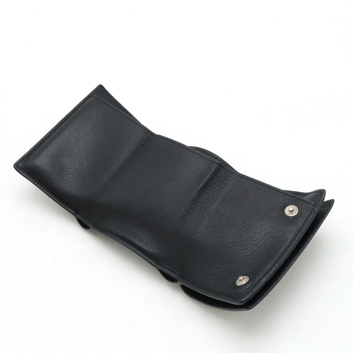 Loewe Loewe Loewe Anagram Linen Trifold Leather Wallet Black Leather Short Wallet 101.88.S26 in Very Good Condition Size ONE SIZE - 4 Thumbnail