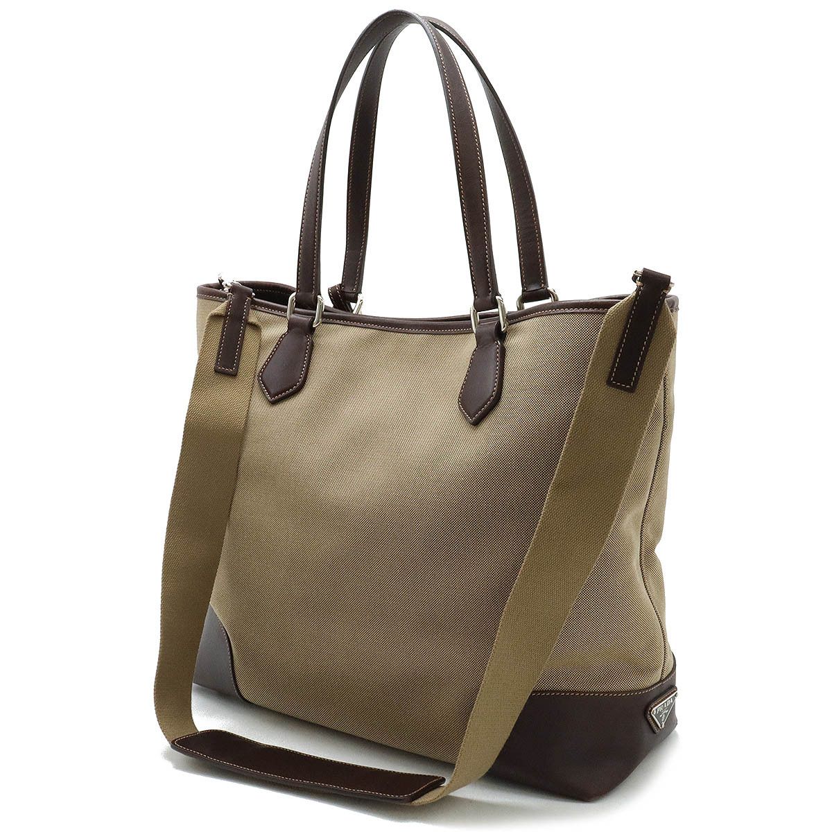 Prada Prada Prada Canvas/Leather Logo Jacquard Tote Bag BR3414 Canvas Tote Bag BR3414 in Very Good Condition Size ONE SIZE - 2 Thumbnail