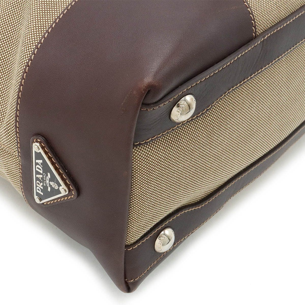 Prada Prada Prada Canvas/Leather Logo Jacquard Tote Bag BR3414 Canvas Tote Bag BR3414 in Very Good Condition Size ONE SIZE - 3 Thumbnail