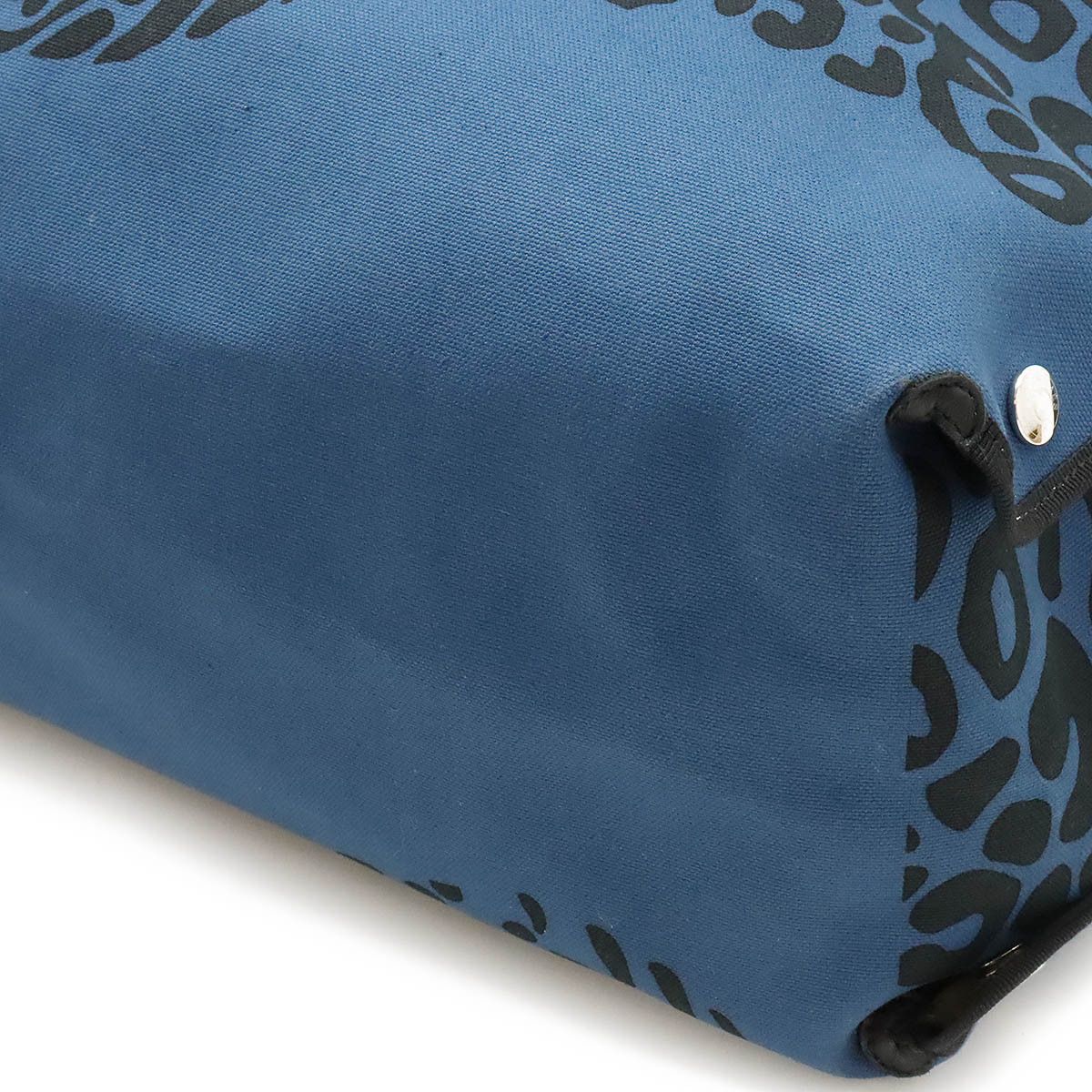 Other Other HERMES Canvas Beach Tote Bag Blue Black Silver Canvas Tote Bag in Great Condition Size ONE SIZE - 3 Thumbnail