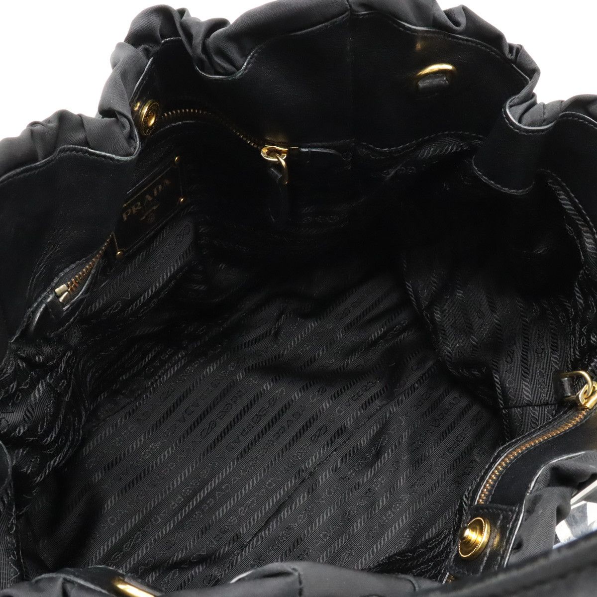 Prada Prada Prada Nylon/Leather Logo Jacquard 2WAY Tote Bag Canvas Tote Bag in Very Good Condition Size ONE SIZE - 5 Thumbnail