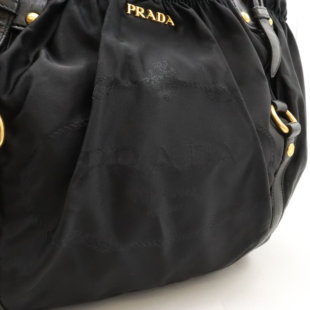 Prada Prada Prada Nylon/Leather Logo Jacquard 2WAY Tote Bag Canvas Tote Bag in Very Good Condition Size ONE SIZE - 9 Thumbnail