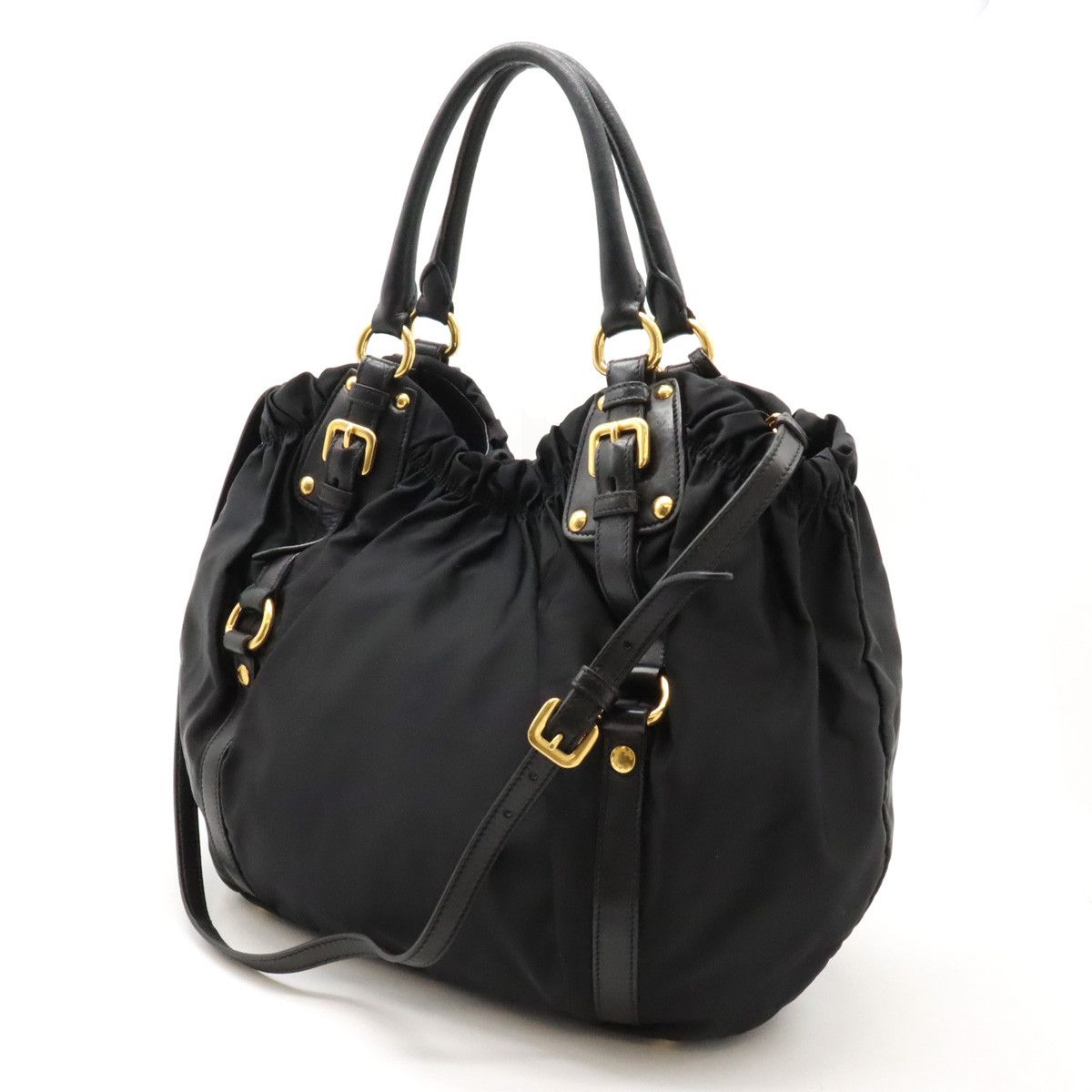 Prada Prada Prada Nylon/Leather Logo Jacquard 2WAY Tote Bag Canvas Tote Bag in Very Good Condition Size ONE SIZE - 2 Thumbnail