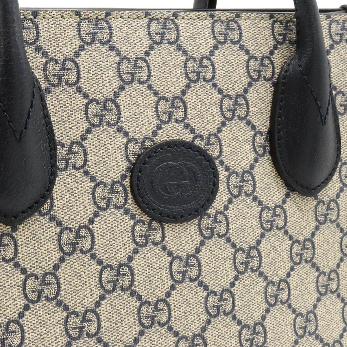 Gucci Gucci Gucci GG Small Tote Bag PVC/Leather 2WAY Ivory Navy Canvas Tote Bag 659983 in Great Condition Size ONE SIZE - 8 Thumbnail