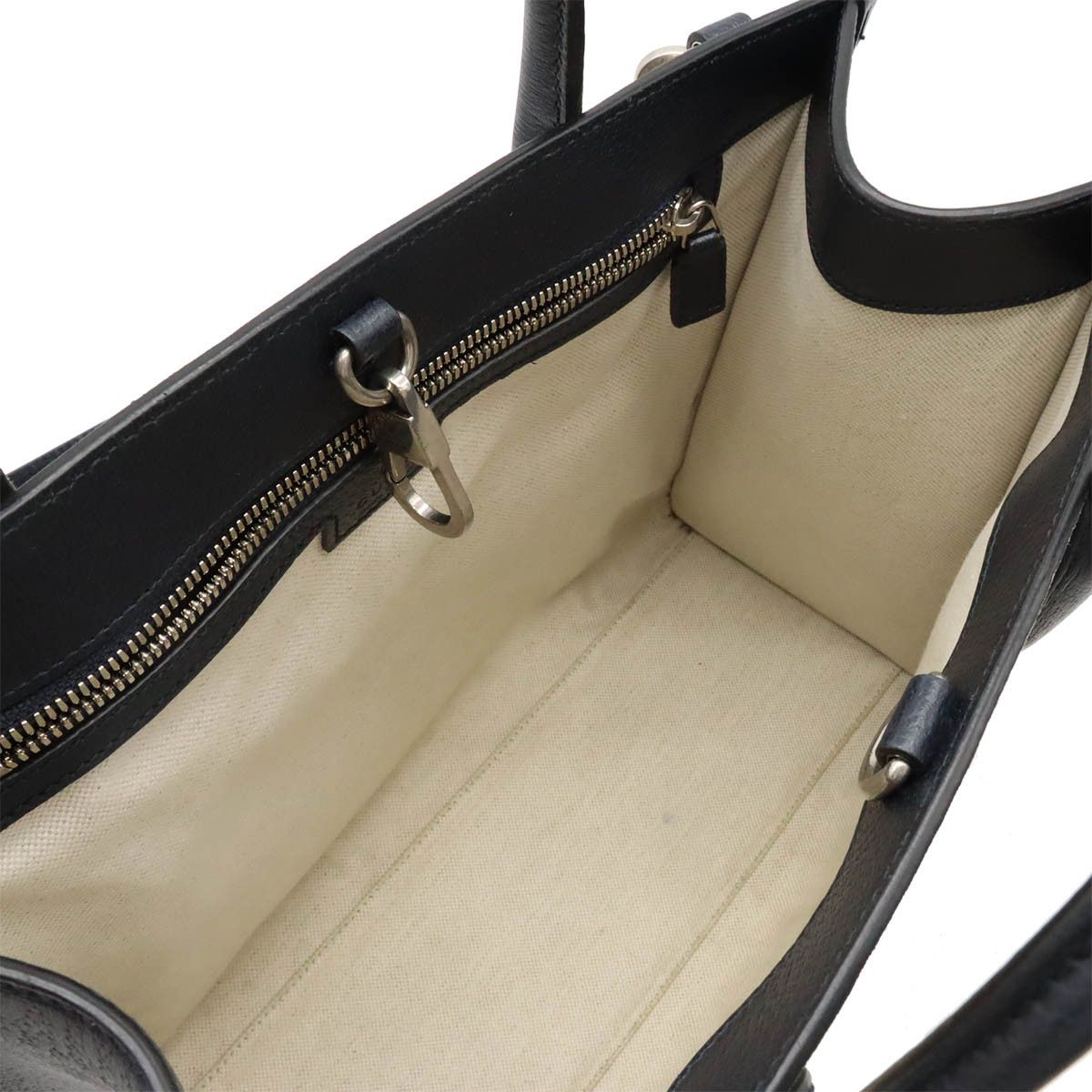 Gucci Gucci Gucci GG Small Tote Bag PVC/Leather 2WAY Ivory Navy Canvas Tote Bag 659983 in Great Condition Size ONE SIZE - 5 Thumbnail