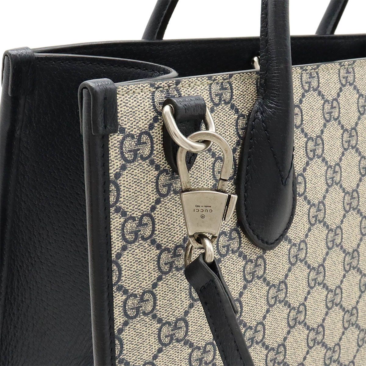 Gucci Gucci Gucci GG Small Tote Bag PVC/Leather 2WAY Ivory Navy Canvas Tote Bag 659983 in Great Condition Size ONE SIZE - 6 Thumbnail