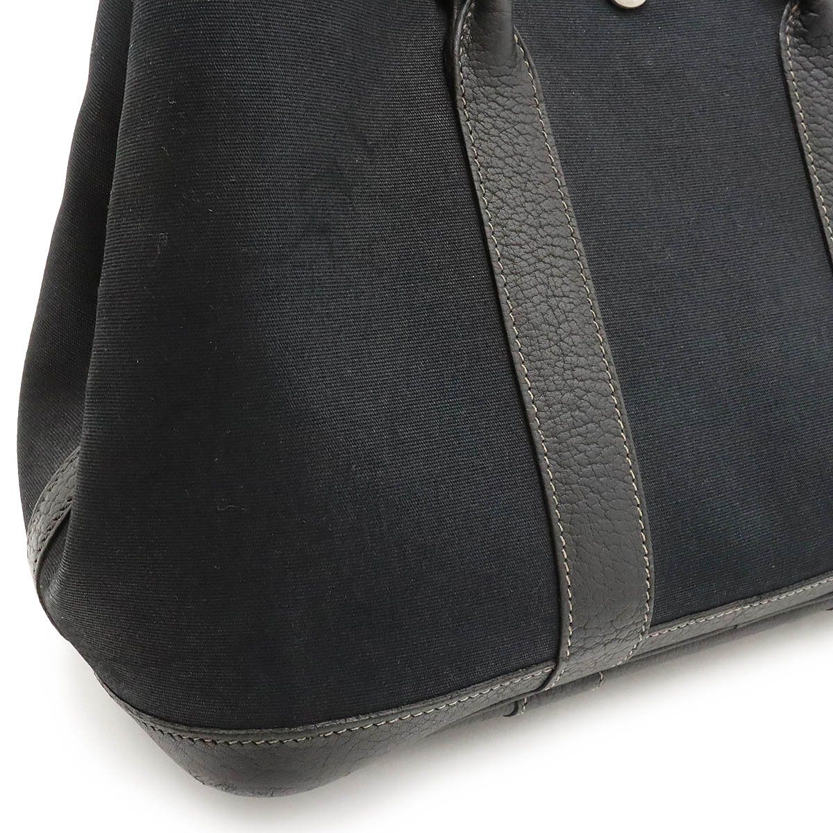 Hermes Hermes Hermes Garden Party TPM Tote Bag Toile Officier Leather Black Canvas Tote Bag in Good Condition Size ONE SIZE - 7 Thumbnail