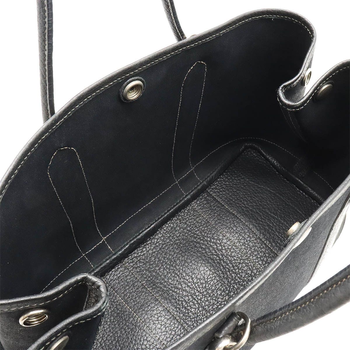 Hermes Hermes Hermes Garden Party TPM Tote Bag Toile Officier Leather Black Canvas Tote Bag in Good Condition Size ONE SIZE - 5 Thumbnail