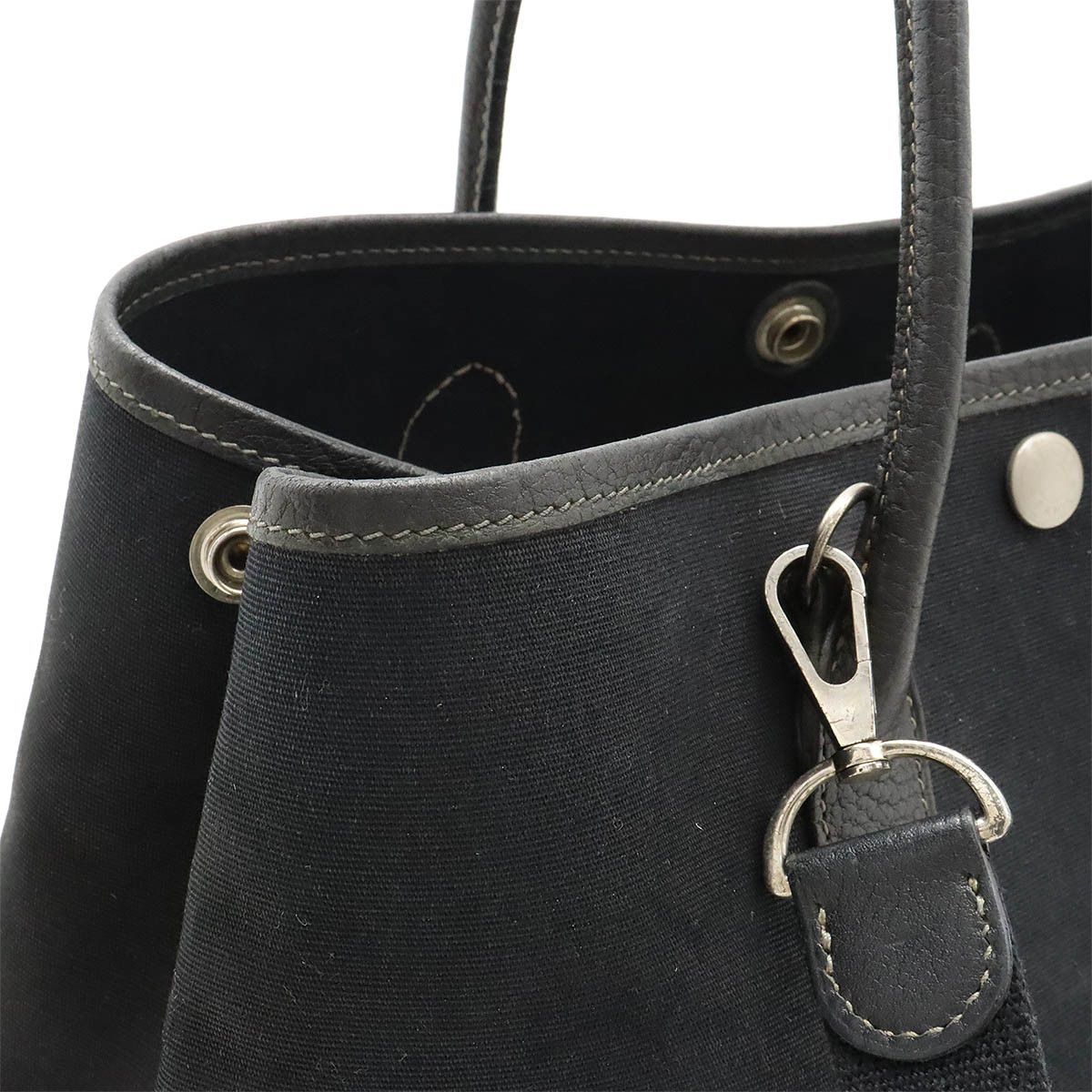 Hermes Hermes Hermes Garden Party TPM Tote Bag Toile Officier Leather Black Canvas Tote Bag in Good Condition Size ONE SIZE - 6 Thumbnail