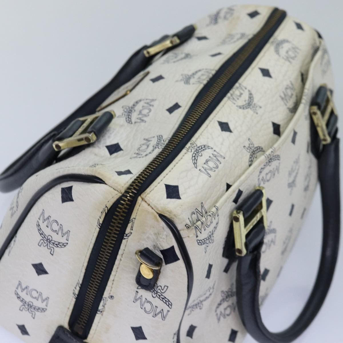 MCM Visetos White Canvas Handbag (Pre-Owned) Size ONE SIZE - 4 Thumbnail