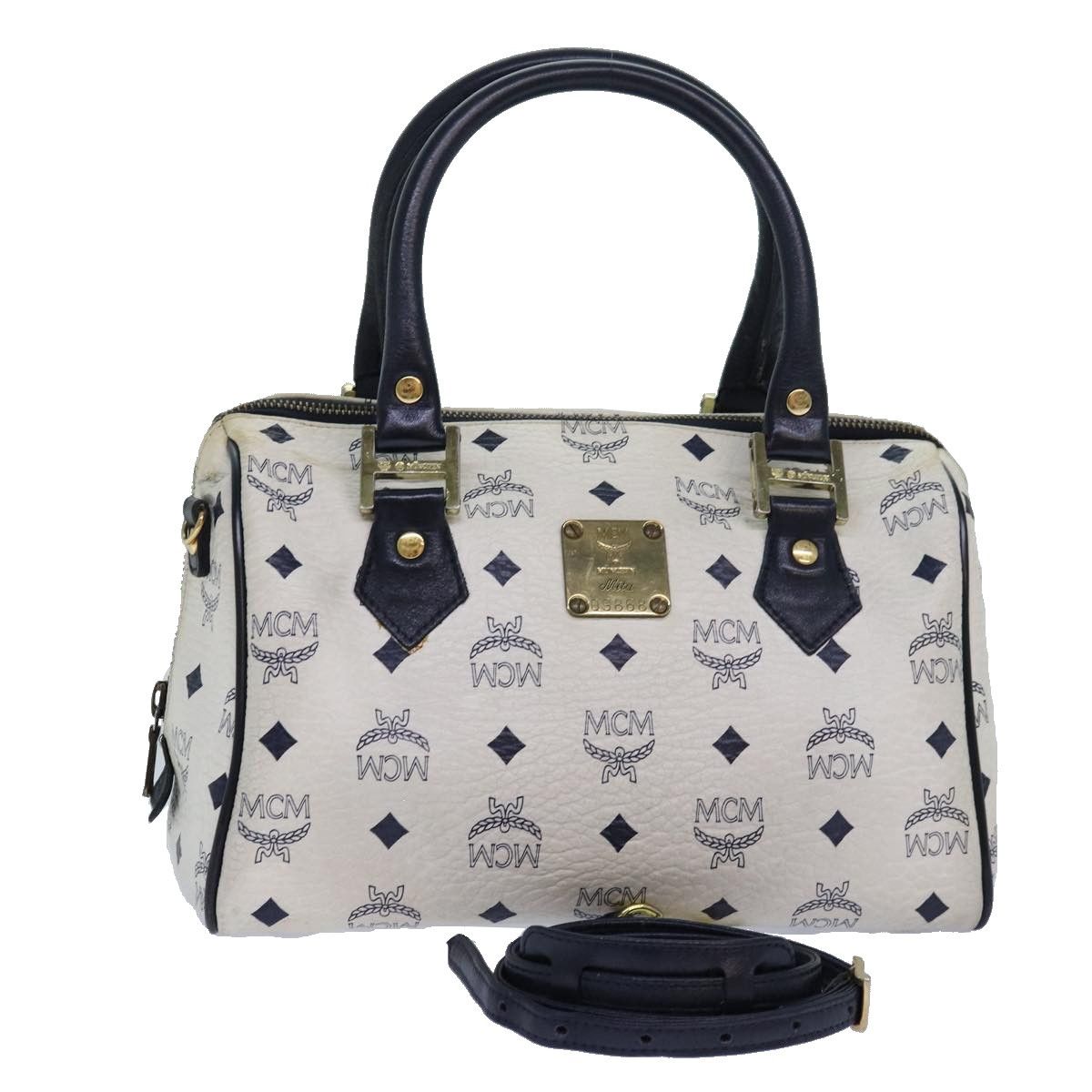 MCM Visetos White Canvas Handbag (Pre-Owned) Size ONE SIZE - 13 Thumbnail