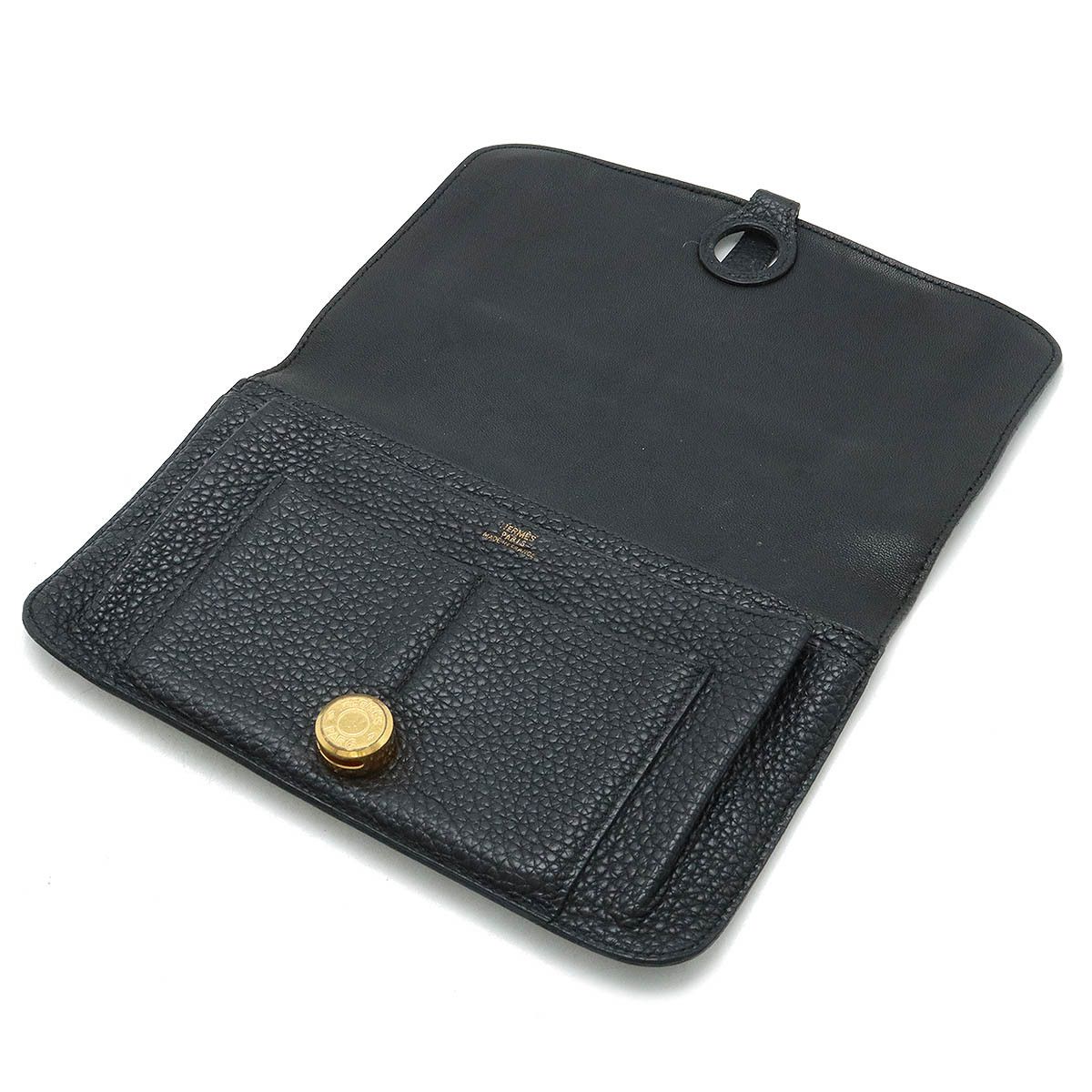 Hermes Hermes Hermes Dogon Duo GM Bifold Long Wallet Black Leather Leather Long Wallet in Good Condition Size ONE SIZE - 4 Thumbnail