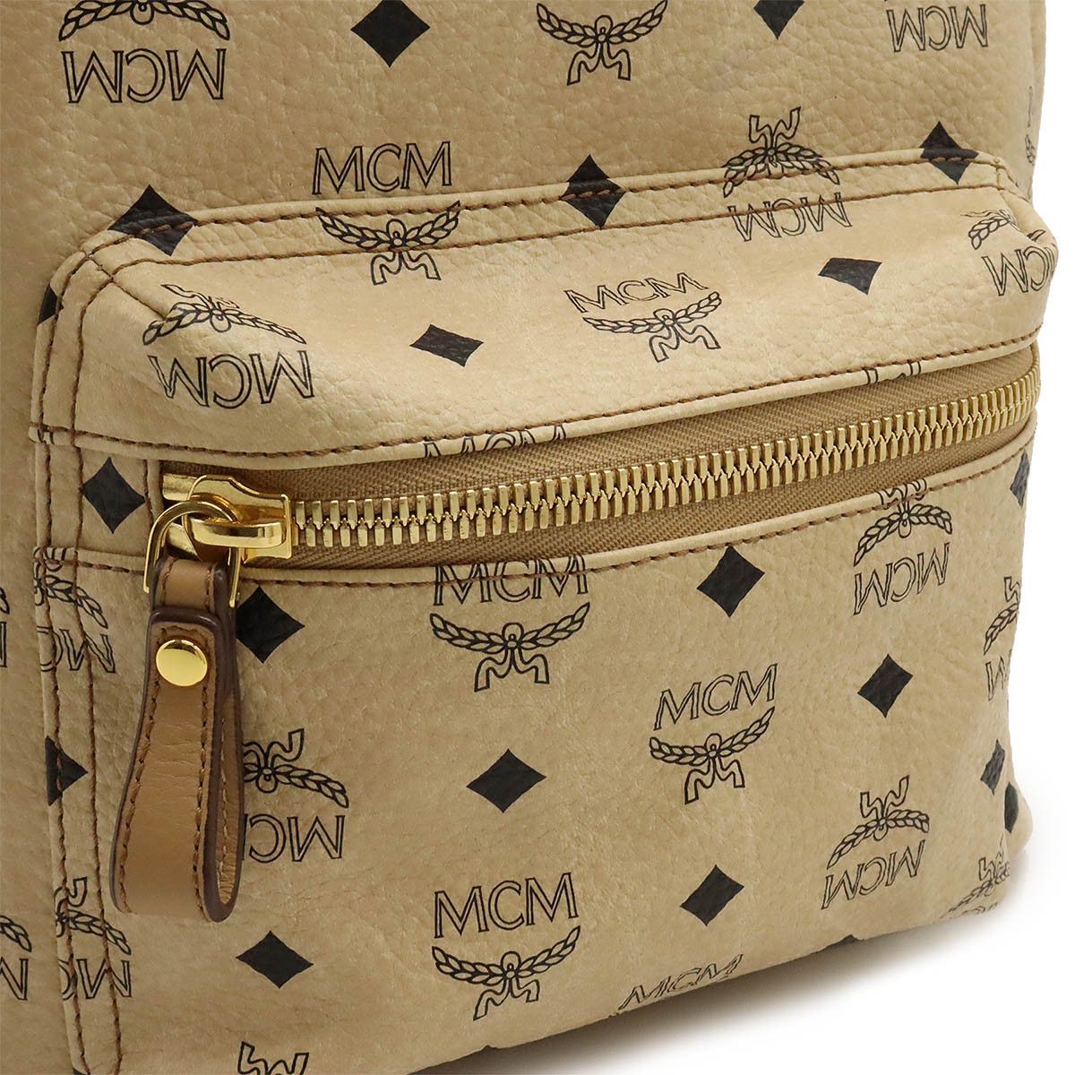 MCM MCM MCM Logo Backpack PVC Leather Studs Beige MMK2AVE20IG001 Canvas Backpack MMK2AVE20IG001 in Great Condition Size ONE SIZE - 7 Thumbnail