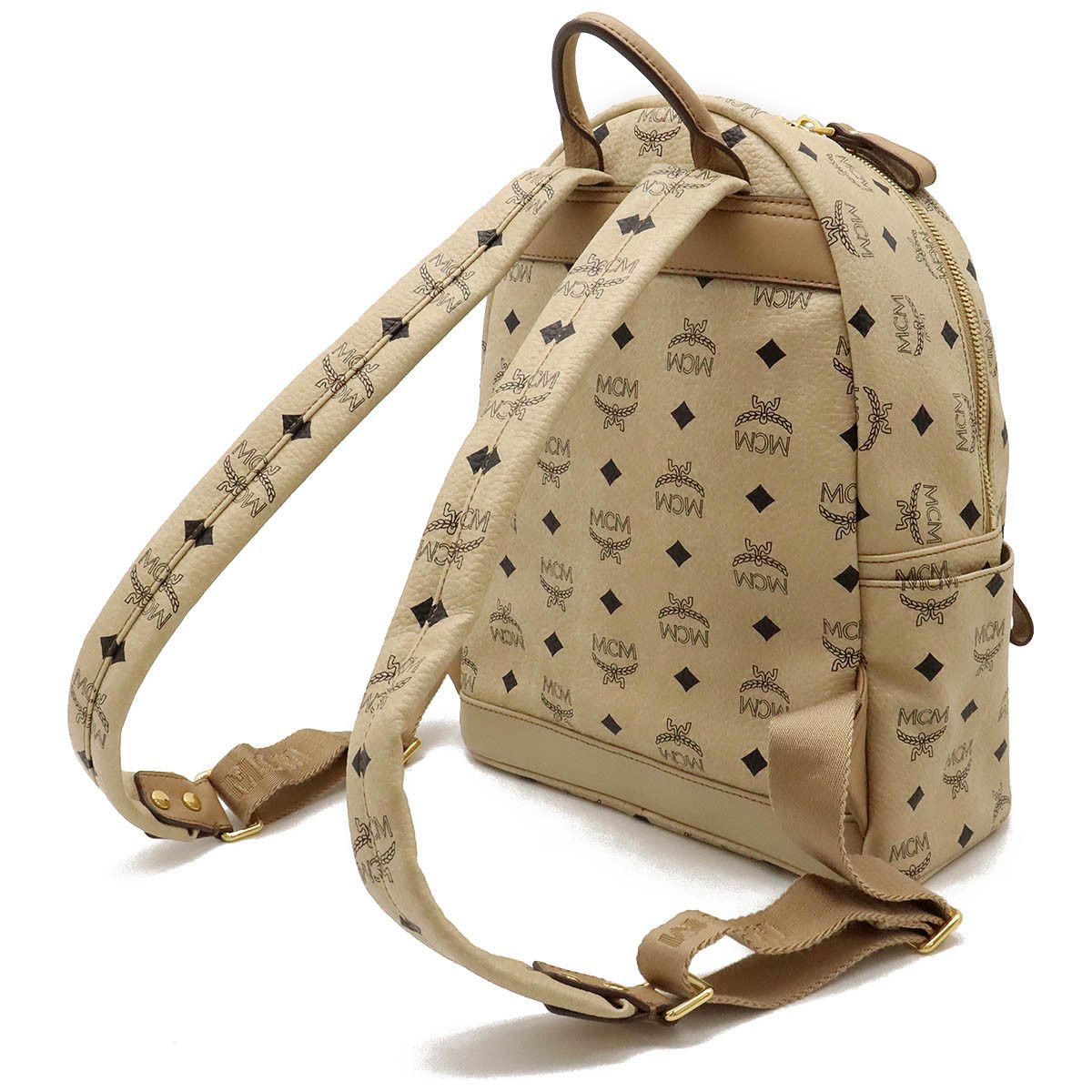 MCM MCM MCM Logo Backpack PVC Leather Studs Beige MMK2AVE20IG001 Canvas Backpack MMK2AVE20IG001 in Great Condition Size ONE SIZE - 2 Thumbnail