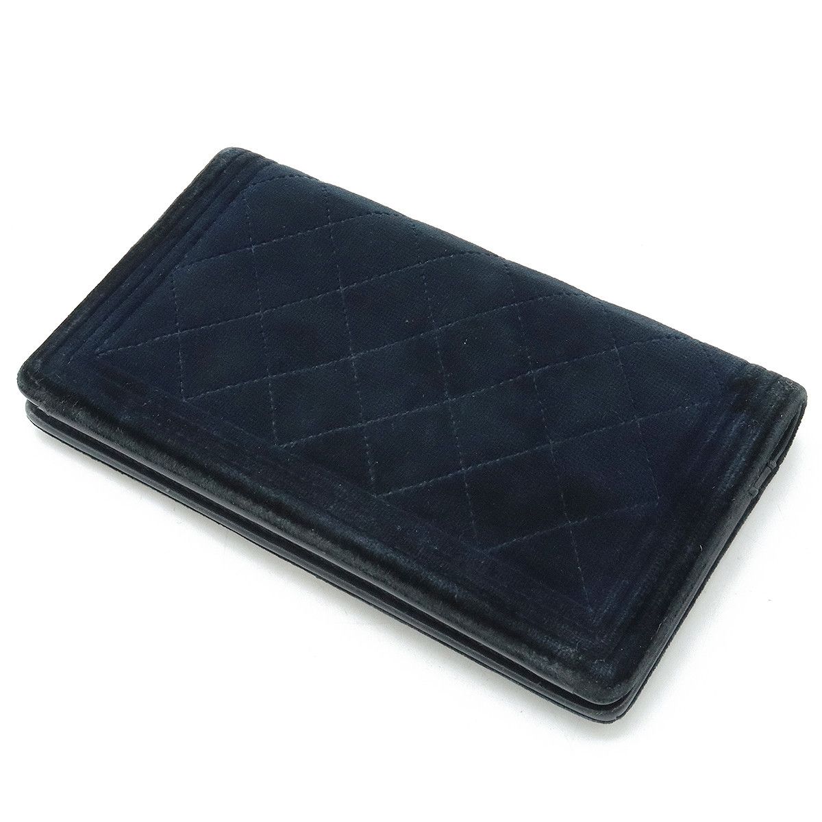 Chanel Chanel Chanel Boy Matelasse Velour Long Wallet Dark Navy A80285 Leather Long Wallet A80285 in Very Good Condition Size ONE SIZE - 2 Thumbnail