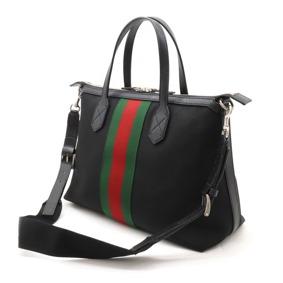 Gucci Gucci Gucci Nylon Canvas/Leather Web Stripe Tote Bag 2WAY 630923 Canvas Tote Bag 630923 in Pristine Condition Size ONE SIZE - 2 Thumbnail
