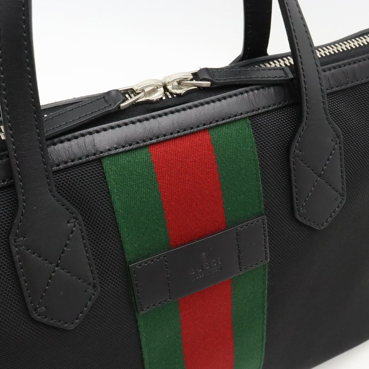 Gucci Gucci Gucci Nylon Canvas/Leather Web Stripe Tote Bag 2WAY 630923 Canvas Tote Bag 630923 in Pristine Condition Size ONE SIZE - 7 Thumbnail