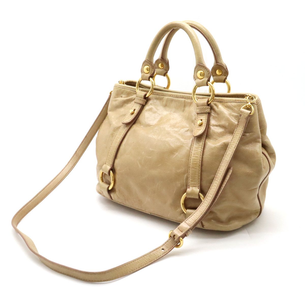 Miu Miu Miu Miu Miu Miu Leather Handbag Tote Bag RN0685 Leather Handbag RN0685 in Very Good Condition Size ONE SIZE - 2 Thumbnail