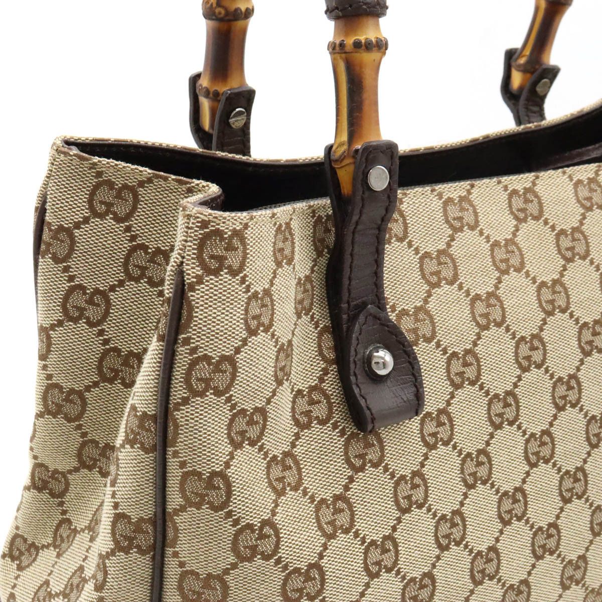 Gucci Gucci Gucci Bamboo GG Canvas Tote Bag 112526 Canvas Tote Bag 112526 in Great Condition Size ONE SIZE - 7 Thumbnail