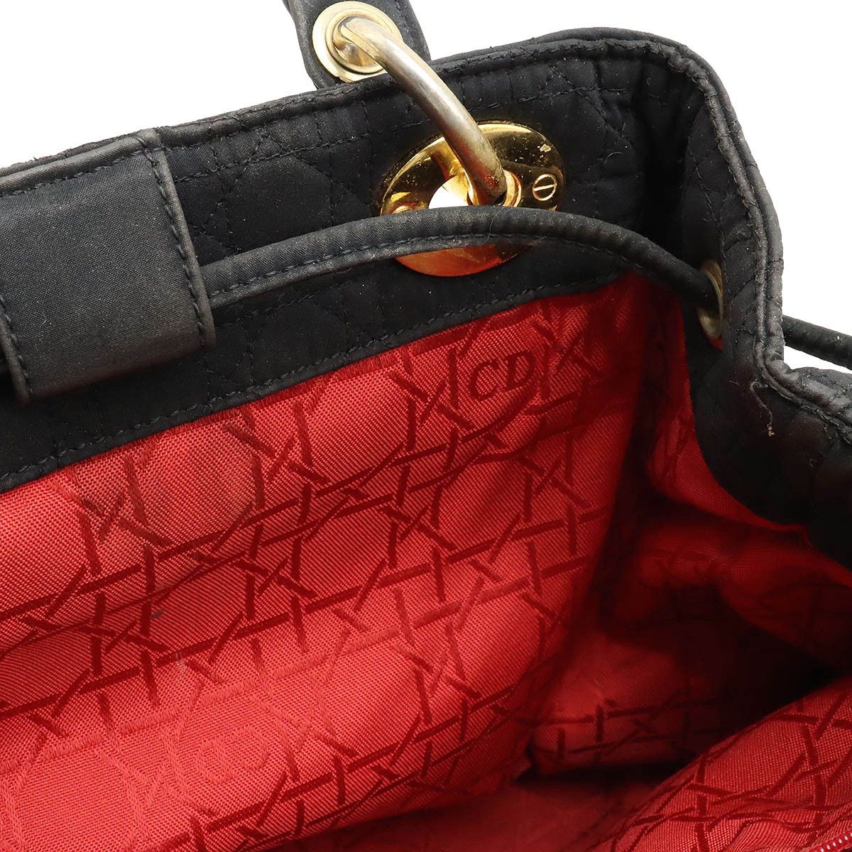 Dior Dior Dior Lady Dior Nylon/Leather Handbag Canvas Handbag in Good Condition Size ONE SIZE - 6 Thumbnail