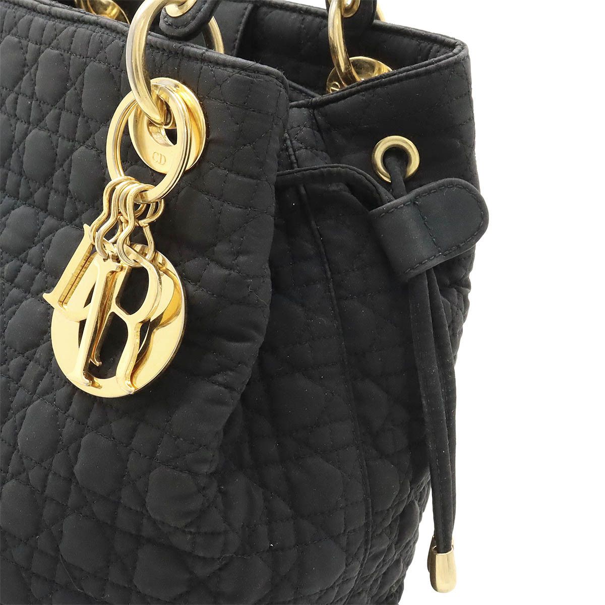 Dior Dior Dior Lady Dior Nylon/Leather Handbag Canvas Handbag in Good Condition Size ONE SIZE - 8 Thumbnail