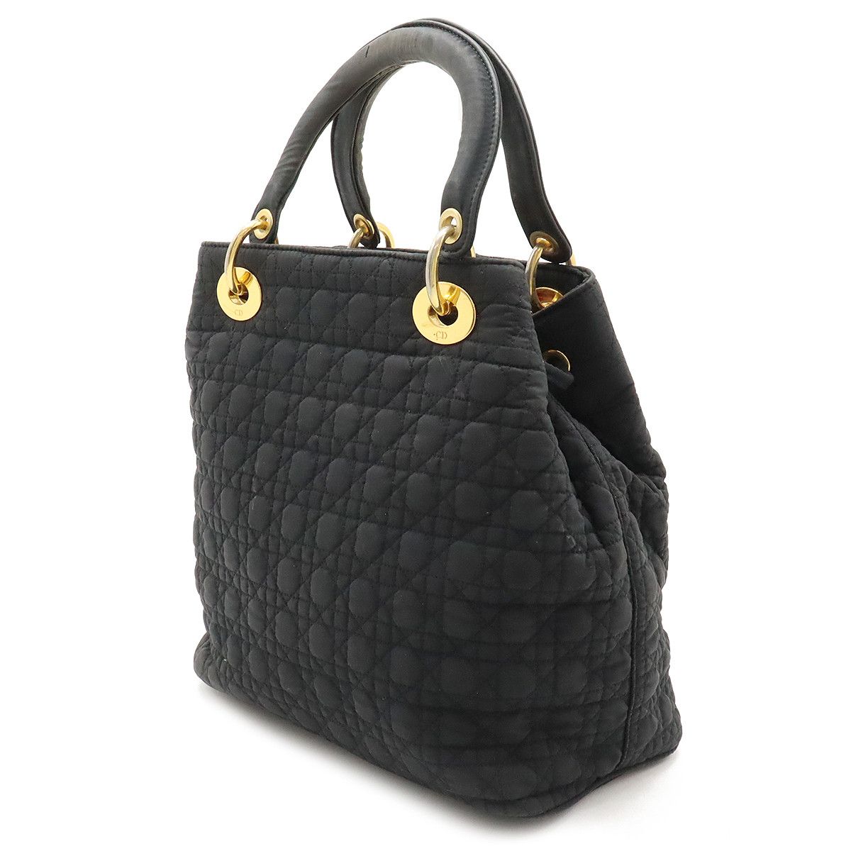 Dior Dior Dior Lady Dior Nylon/Leather Handbag Canvas Handbag in Good Condition Size ONE SIZE - 2 Thumbnail