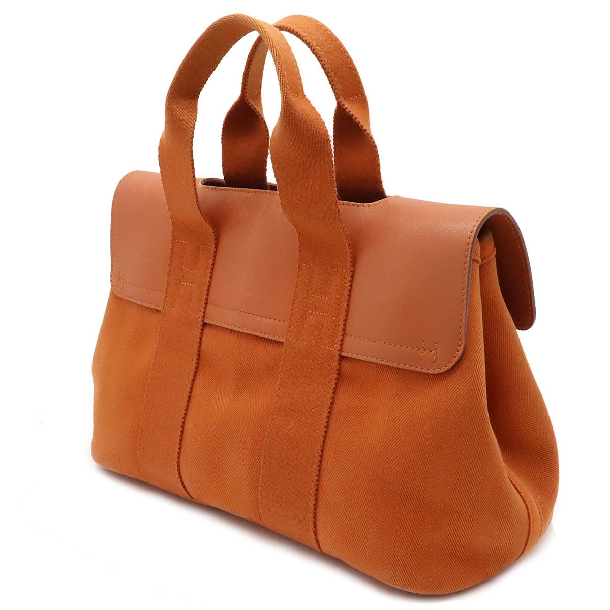 Hermes Hermes Hermes Valparaiso PM Handbag Toile Chevron/Leather Orange Canvas Handbag in Very Good Condition Size ONE SIZE - 2 Thumbnail