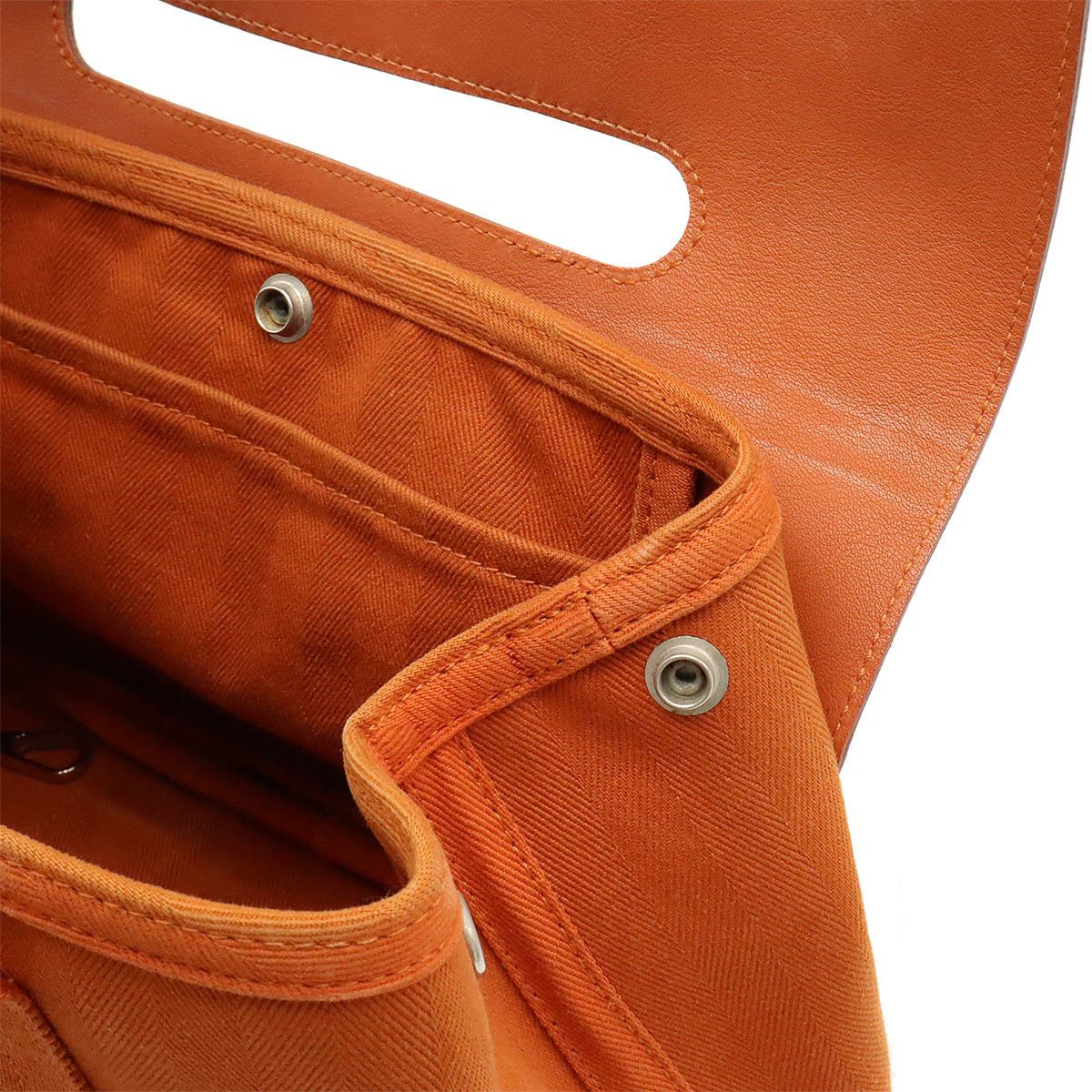 Hermes Hermes Hermes Valparaiso PM Handbag Toile Chevron/Leather Orange Canvas Handbag in Very Good Condition Size ONE SIZE - 6 Thumbnail