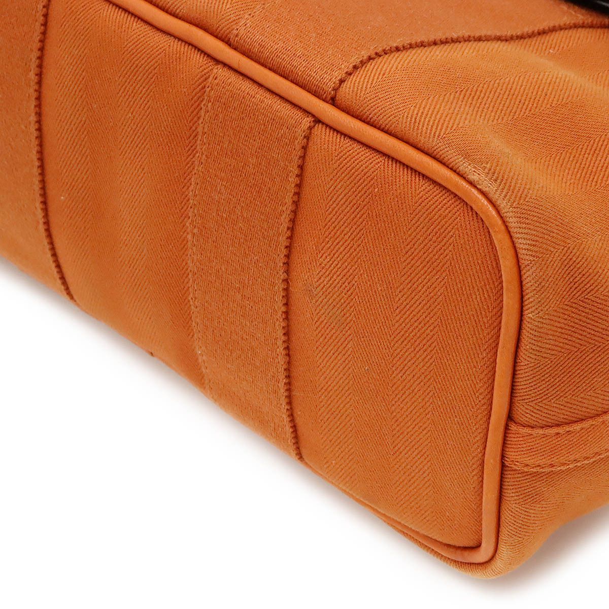 Hermes Hermes Hermes Valparaiso PM Handbag Toile Chevron/Leather Orange Canvas Handbag in Very Good Condition Size ONE SIZE - 3 Thumbnail