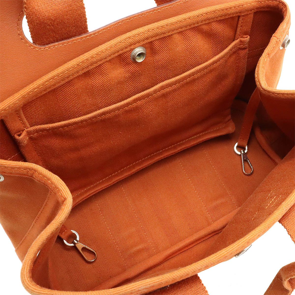 Hermes Hermes Hermes Valparaiso PM Handbag Toile Chevron/Leather Orange Canvas Handbag in Very Good Condition Size ONE SIZE - 5 Thumbnail