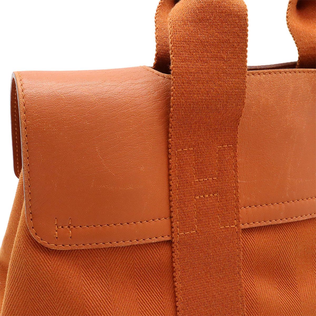 Hermes Hermes Hermes Valparaiso PM Handbag Toile Chevron/Leather Orange Canvas Handbag in Very Good Condition Size ONE SIZE - 7 Thumbnail
