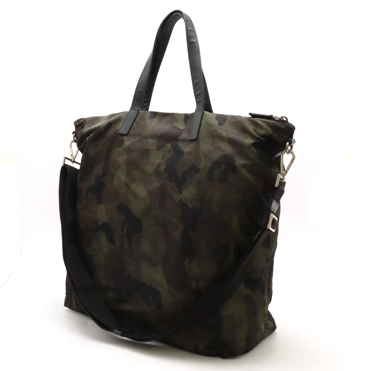 Prada Prada Prada Nylon/Leather Camouflage Tote Bag Canvas Tote Bag in Very Good Condition Size ONE SIZE - 2 Thumbnail