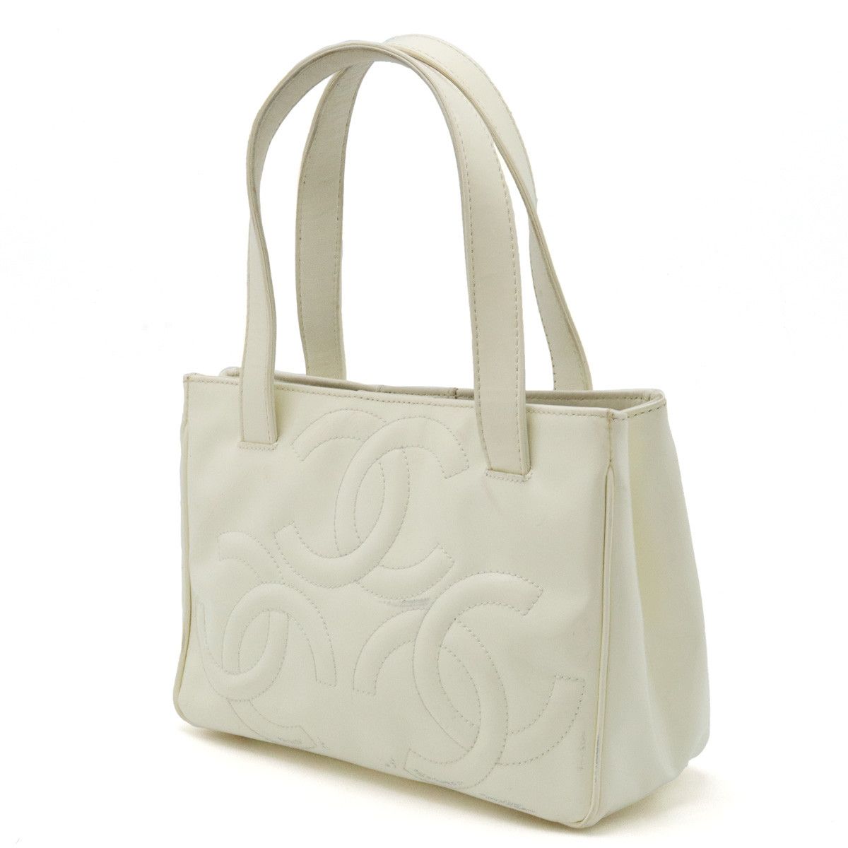 Chanel Chanel Chanel Triple Coco Mark Handbag Ivory Leather Handbag DUTY FREE for USA Size ONE SIZE - 2 Thumbnail