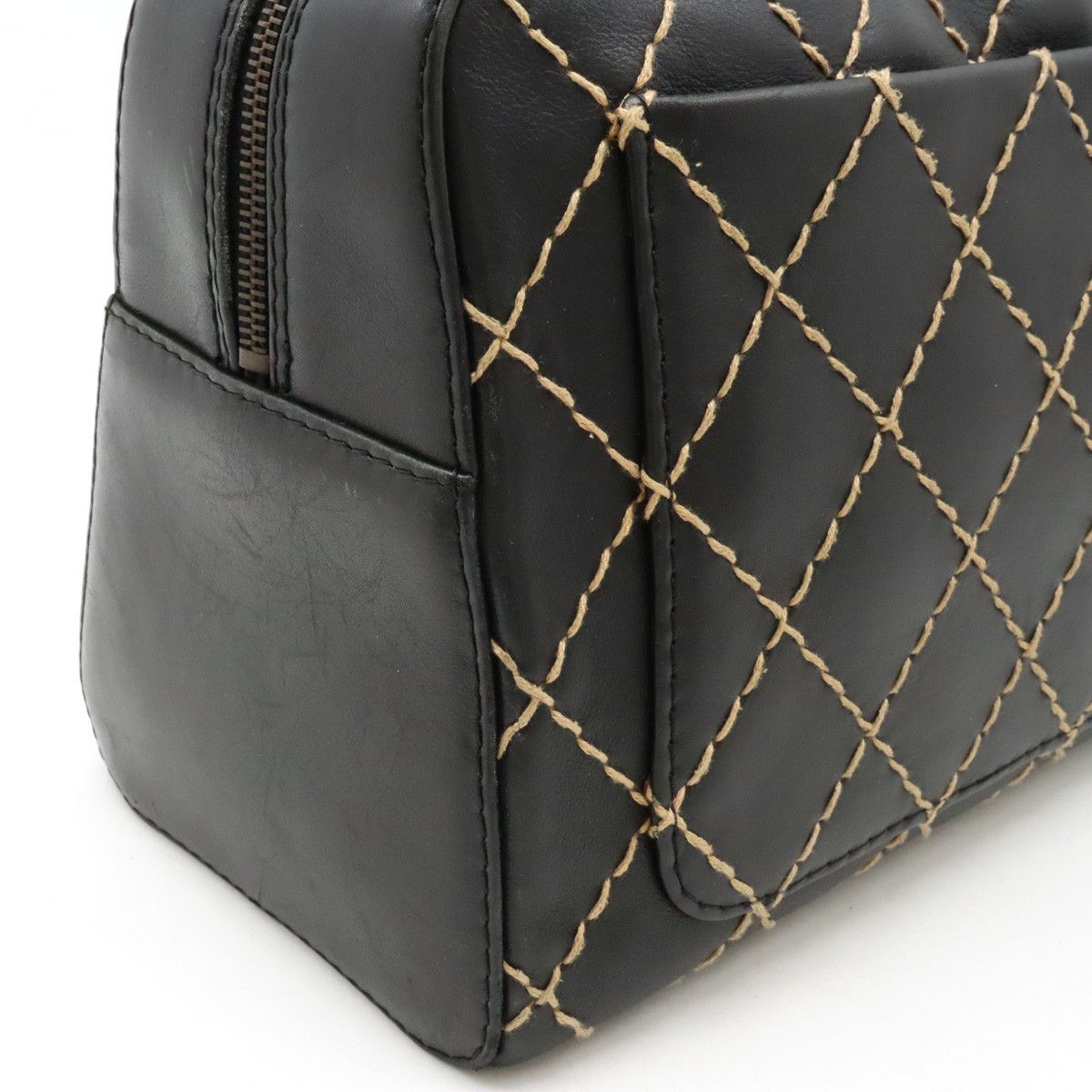 Chanel Chanel Chanel Leather Wild Stitch Handbag Mini Boston Bag A14692 Leather Handbag A14692 in Very Good Condition Size ONE SIZE - 7 Thumbnail