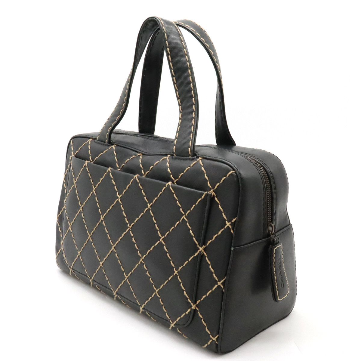 Chanel Chanel Chanel Leather Wild Stitch Handbag Mini Boston Bag A14692 Leather Handbag A14692 in Very Good Condition Size ONE SIZE - 2 Thumbnail