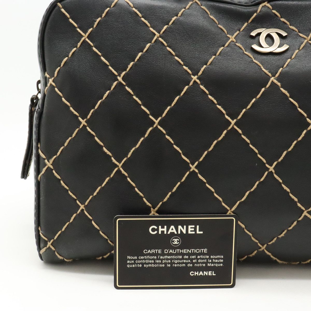 Chanel Chanel Chanel Leather Wild Stitch Handbag Mini Boston Bag A14692 Leather Handbag A14692 in Very Good Condition Size ONE SIZE - 9 Thumbnail