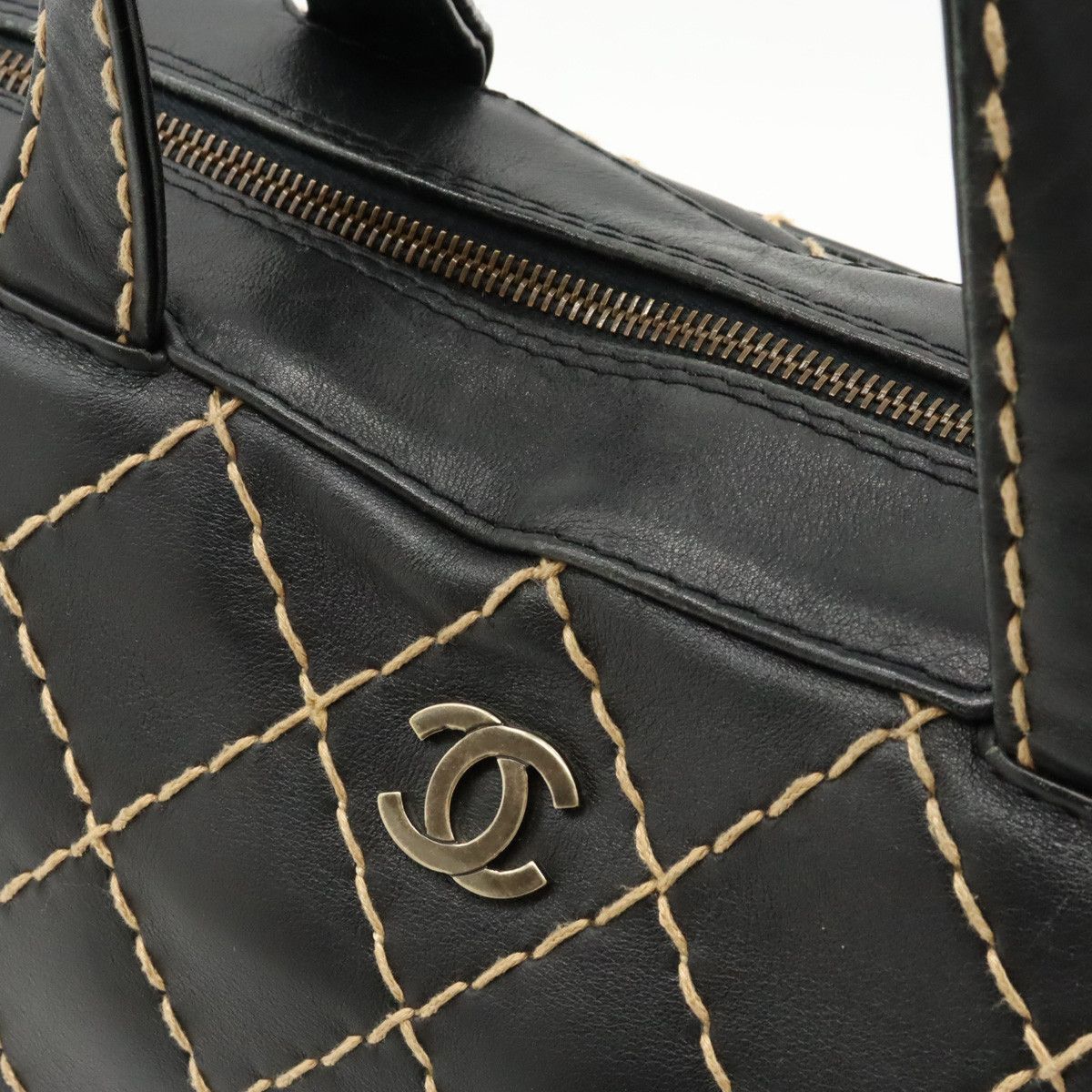 Chanel Chanel Chanel Leather Wild Stitch Handbag Mini Boston Bag A14692 Leather Handbag A14692 in Very Good Condition Size ONE SIZE - 8 Thumbnail